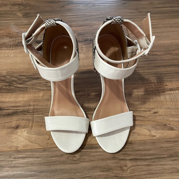 White faux snake leather sandal heels - Picture 4 of 5